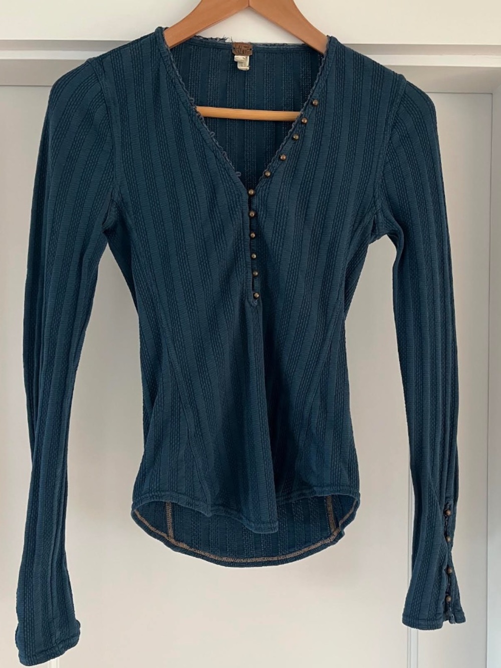 Free People Ribbed Henley with Cool Buttons Size XS